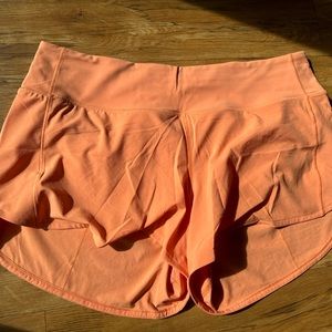 Women's Lululemon Speed Up Mid Rise Short 4" Lined Orange Sz 12